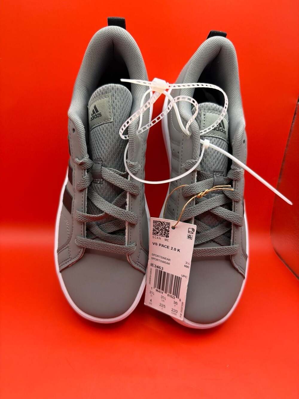 Adidas VS PACE 2.0 K Grey Black Sneakers Size US 4